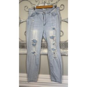 Rue21 Rue+ Womens Size 18 Light Wash Distressed Ripped Skinny Jeans High Rise